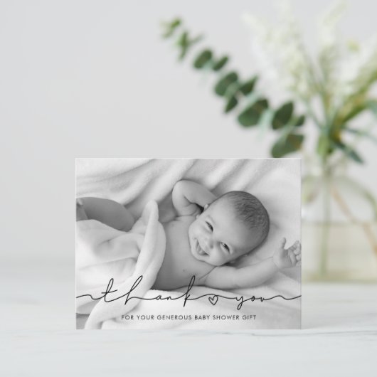 Modern minimalistisch script Baby shower bedankt u Briefkaart (Staand voorkant)