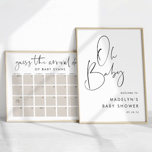 Modern minimalistisch script Baby shower welkomstb Poster