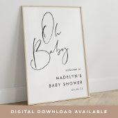 Modern minimalistisch script Baby shower welkomstb Poster