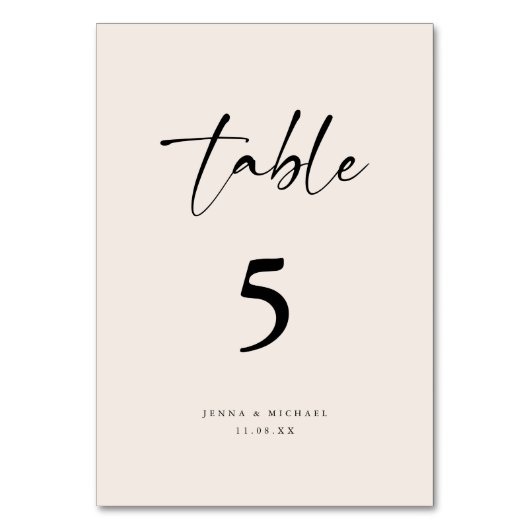 Modern minimalistisch script beige bruiloft kaart (Voorkant)