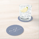 Modern minimalistisch script blauw Vrijgezellenfee Ronde Kartonnen Onderzetter (Insitu)