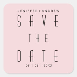 Modern minimalistisch script Blush Pink Save the D Vierkante Sticker