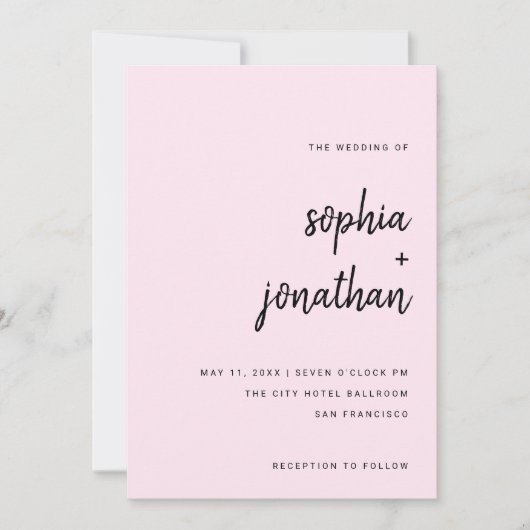 Modern minimalistisch script | Blush Weddenschap Kaart (Voorkant)