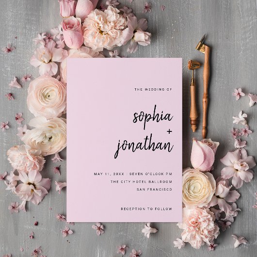 Modern minimalistisch script | Blush Weddenschap Kaart