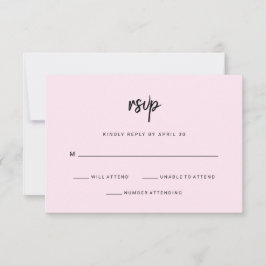 Modern minimalistisch script | Blush Weddenschap RSVP Kaartje