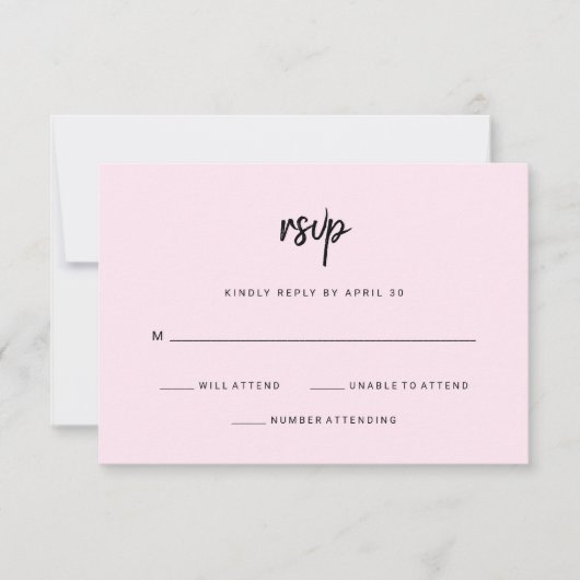 Modern minimalistisch script | Blush Weddenschap RSVP Kaartje (Voorkant)