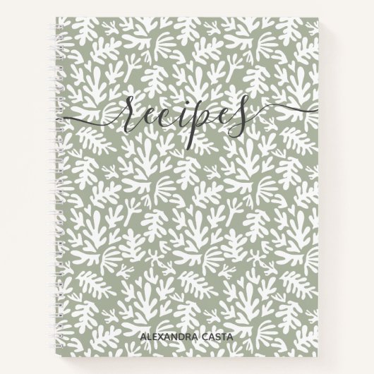 Modern minimalistisch script botanisch aangepaste notitieboek (Voorkant)