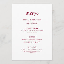 Modern minimalistisch script | Bourgogne bruiloft Menu