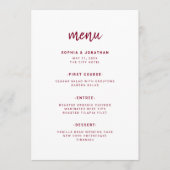 Modern minimalistisch script | Bourgogne bruiloft Menu (Voorkant)