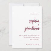 Modern minimalistisch script Bourgundy | Weddensch Kaart (Voorkant)