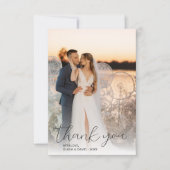Modern minimalistisch script bruiloft 2 foto's bedankkaart (Voorkant)