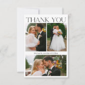 Modern minimalistisch script bruiloft 4 foto's col bedankkaart (Voorkant)