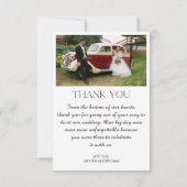 Modern minimalistisch script bruiloft 4 foto's col bedankkaart (Achterkant)