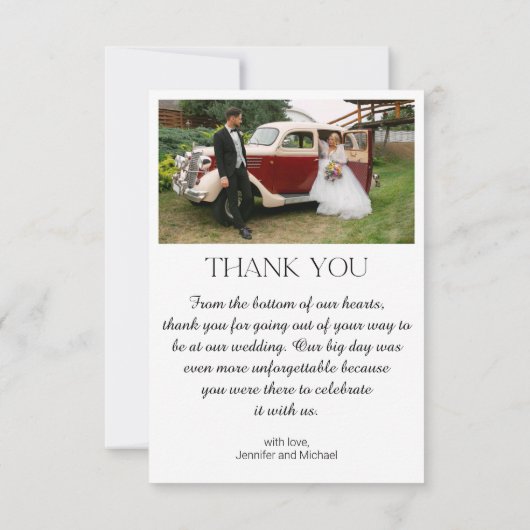 Modern minimalistisch script bruiloft 4 foto's col bedankkaart (Achterkant)