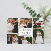 Modern minimalistisch script bruiloft 6 foto's col bedankkaart (Staand voorkant)