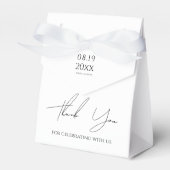 Modern minimalistisch script bruiloft bedankdoosjes (Voorkant Zijde)