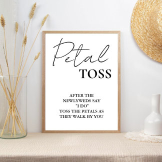 Modern minimalistisch script bruiloft bloemblaadje poster