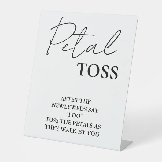 Modern minimalistisch script bruiloft bloemblaadje reclamebord met voetstuk (Voorkant)