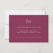 Modern minimalistisch script bruiloft Burgundy RSVP Kaartje (Voorkant)