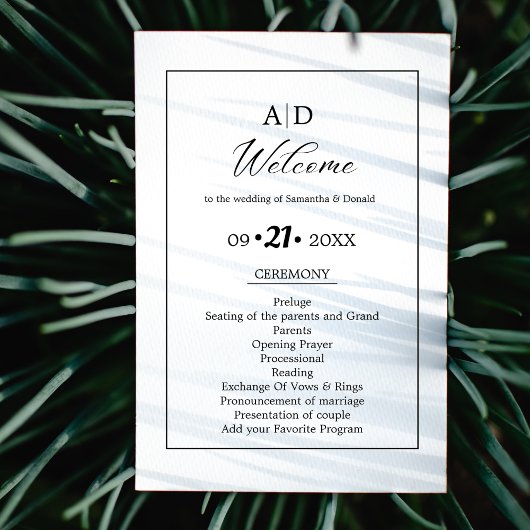 Modern minimalistisch script bruiloft ceremonie pr kaart