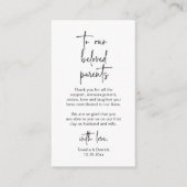 Modern minimalistisch script, bruiloft Dank je wel Informatiekaartje (Voorkant)