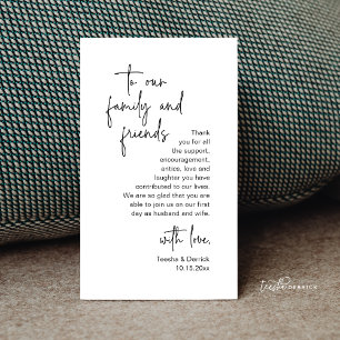 Modern minimalistisch script, bruiloft Dank je wel Informatiekaartje