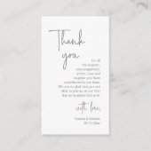 Modern minimalistisch script, bruiloft Dank je wel Informatiekaartje (Voorkant)