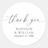 Modern minimalistisch script bruiloft dank u ronde sticker (Voorkant)