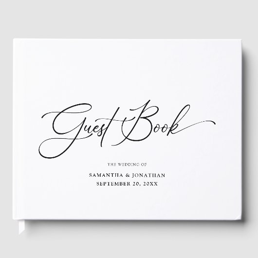 Modern minimalistisch script bruiloft gastenboek (Voorkant)
