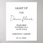 Modern Minimalistisch Script Bruiloft Glow stick S Poster (Voorkant)