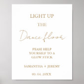 Modern Minimalistisch Script Bruiloft Glow stick S Poster (Voorkant)