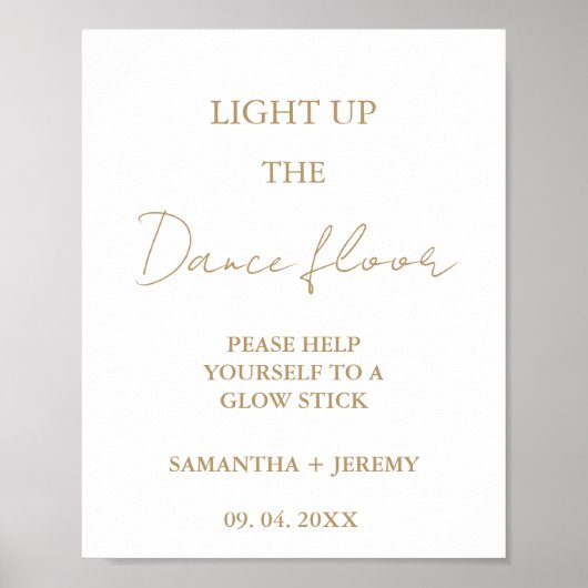 Modern Minimalistisch Script Bruiloft Glow stick S Poster (Voorkant)