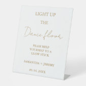 Modern Minimalistisch Script Bruiloft Glow stick S Reclamebord Met Voetstuk (Voorkant)