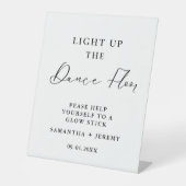 Modern Minimalistisch Script Bruiloft Glow stick S Reclamebord Met Voetstuk (Voorkant)