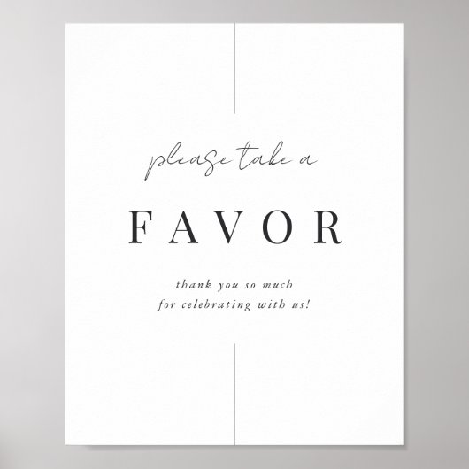 Modern minimalistisch script bruiloft gunst teken poster (Voorkant)