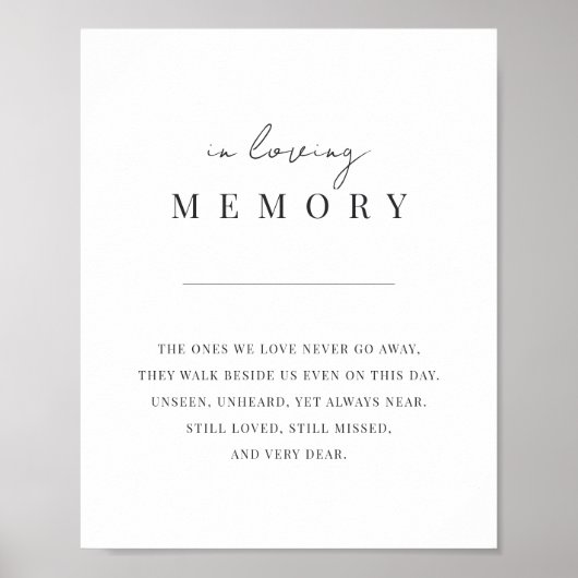 Modern Minimalistisch Script Bruiloft Herdenkingsb Poster (Voorkant)