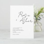 Modern minimalistisch script bruiloft kaart (Staand voorkant)