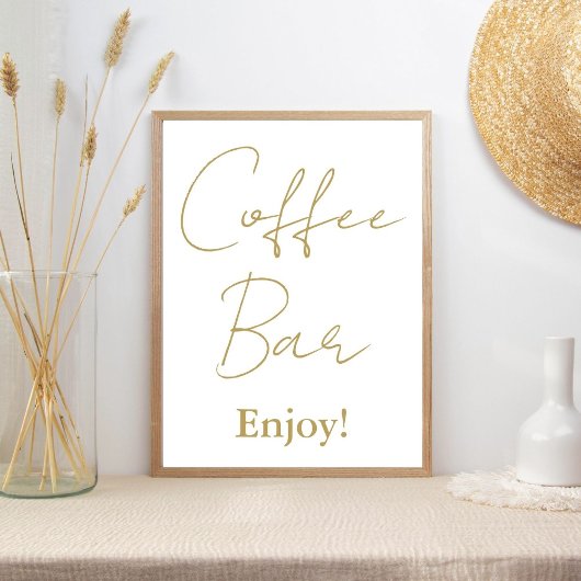 Modern minimalistisch script bruiloft koffie bar t poster