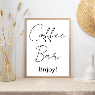 Modern minimalistisch script bruiloft koffie bar t poster