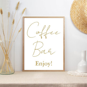 Modern minimalistisch script bruiloft koffie bar t poster