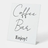 Modern minimalistisch script bruiloft koffie bar t reclamebord met voetstuk (Voorkant)