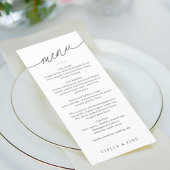 Modern minimalistisch script bruiloft menu