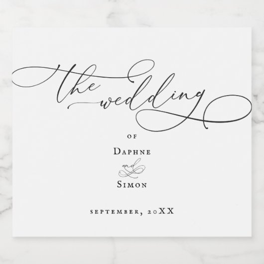 Modern Minimalistisch Script Bruiloft Mousserende Sparkling Wijnetiket (Enkel label)