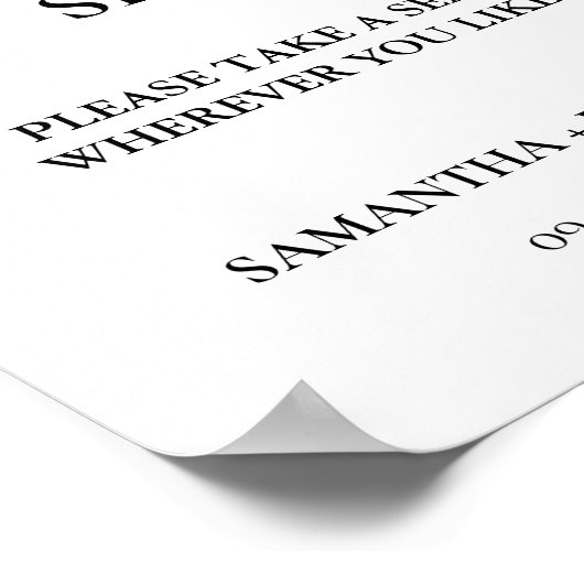 Modern minimalistisch script bruiloft open zitbord poster (Hoek)