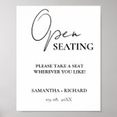 Modern minimalistisch script bruiloft open zitbord poster (Voorkant)