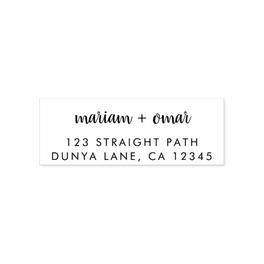 Modern minimalistisch script bruiloft retour adres zelfinktende stempel (Design)