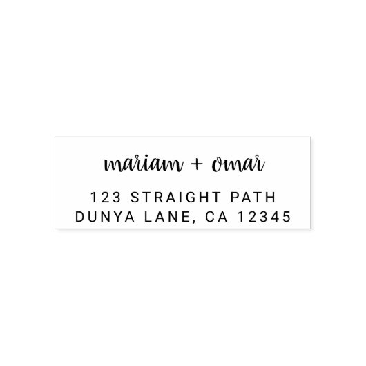 Modern minimalistisch script bruiloft retour adres zelfinktende stempel (Design)