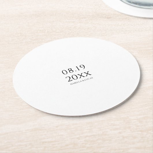 Modern minimalistisch script bruiloft ronde kartonnen onderzetter (Gebogen)