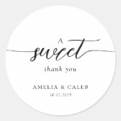 Modern minimalistisch script bruiloft ronde sticker (Voorkant)