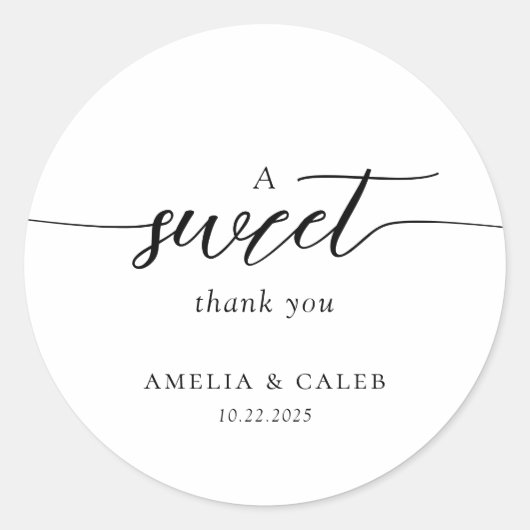 Modern minimalistisch script bruiloft ronde sticker (Voorkant)
